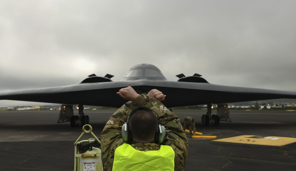 B-2 Spirit arrives at Lajes Field, Azores