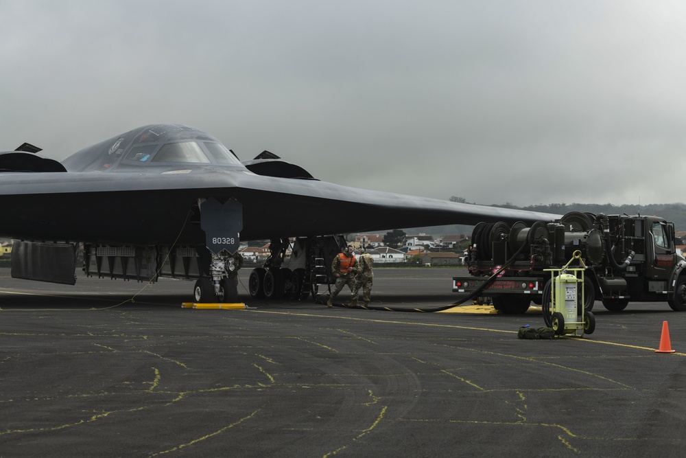 B-2 Spirit arrives at Lajes Field, Azores