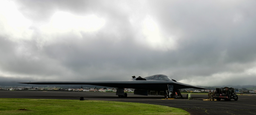 B-2 Spirit arrives at Lajes Field, Azores