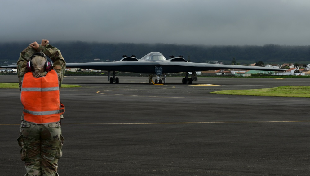 B-2 Spirit arrives at Lajes Field, Azores
