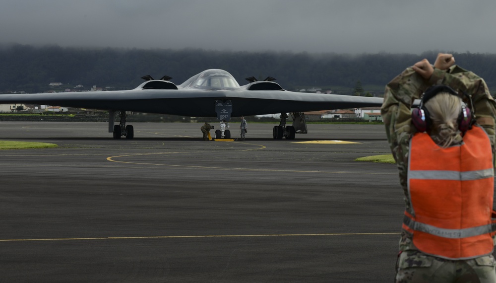 B-2 Spirit arrives at Lajes Field, Azores