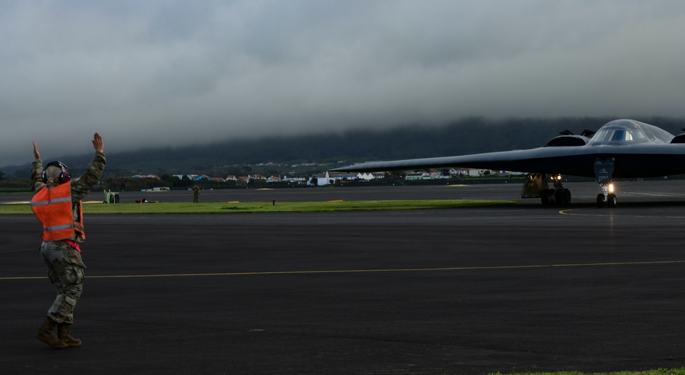 B-2 Spirit arrives at Lajes Field, Azores