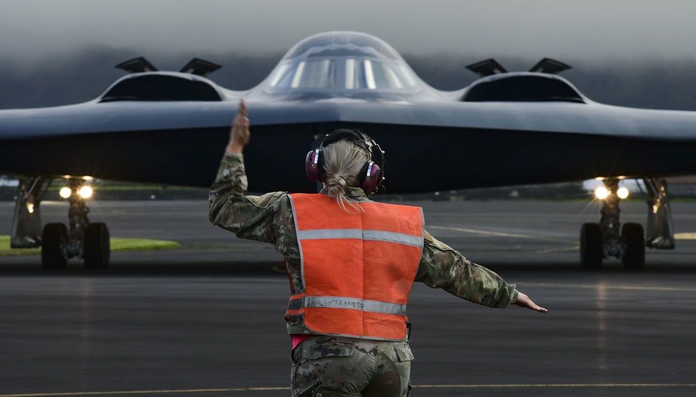 B-2 Spirit arrives at Lajes Field, Azores