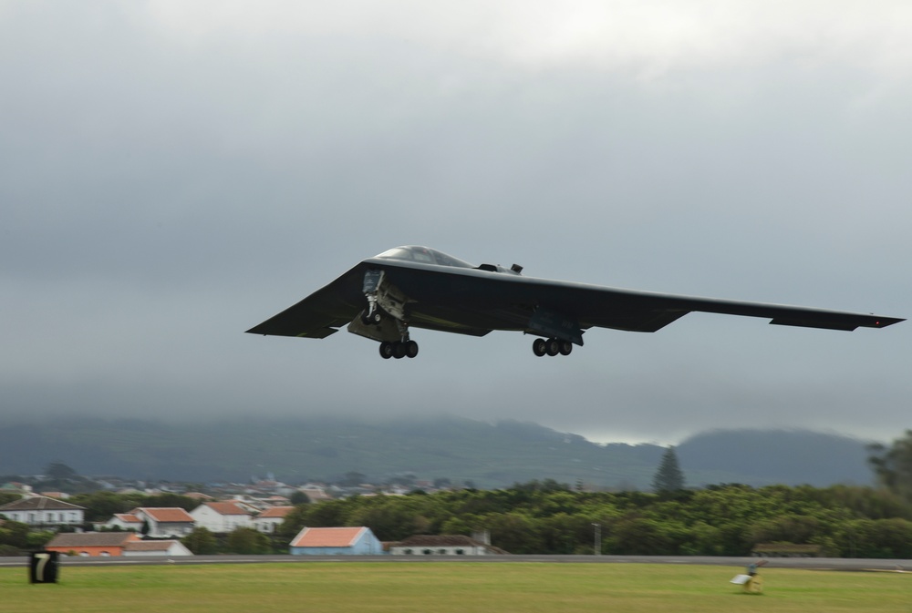 B-2 Spirit arrives at Lajes Field, Azores