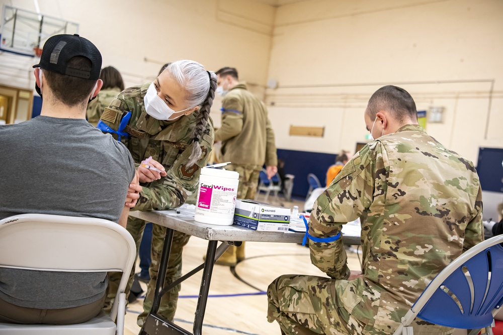 501st CSW conducts first Mass-Covid-19 vaccination line
