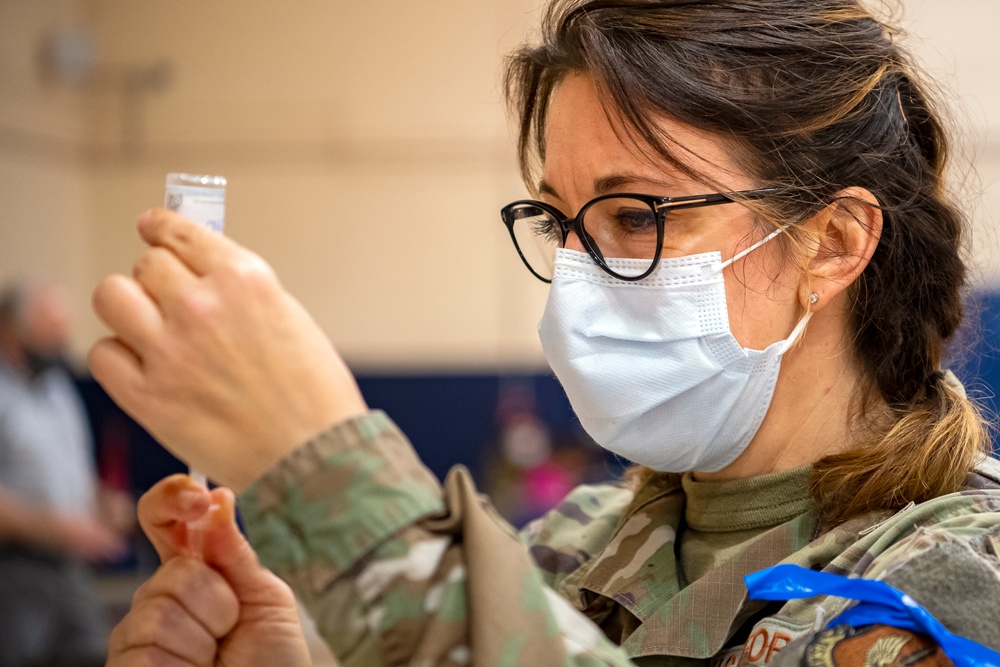 501st CSW conducts first Mass-Covid-19 vaccination line