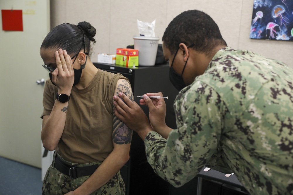 Sailors, Civilian Mariners Receive COVID-19 Vaccination