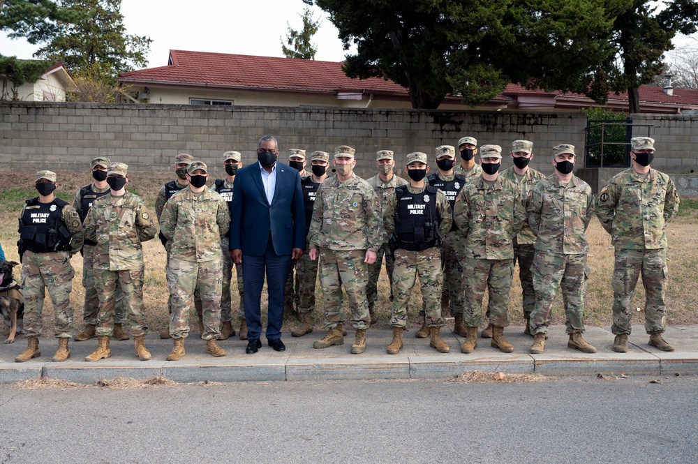 Secretary Austin Greets Military Personnel in South Korea