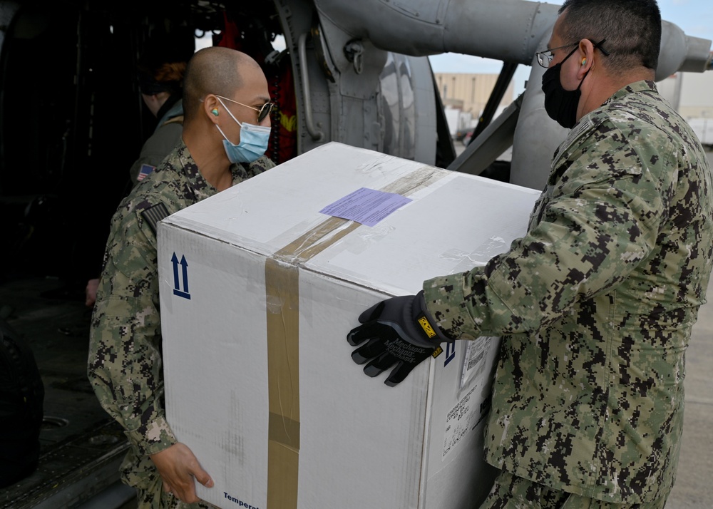 COVID-19 Vaccine transfer from NAS Sigonella to USS Eisenhower