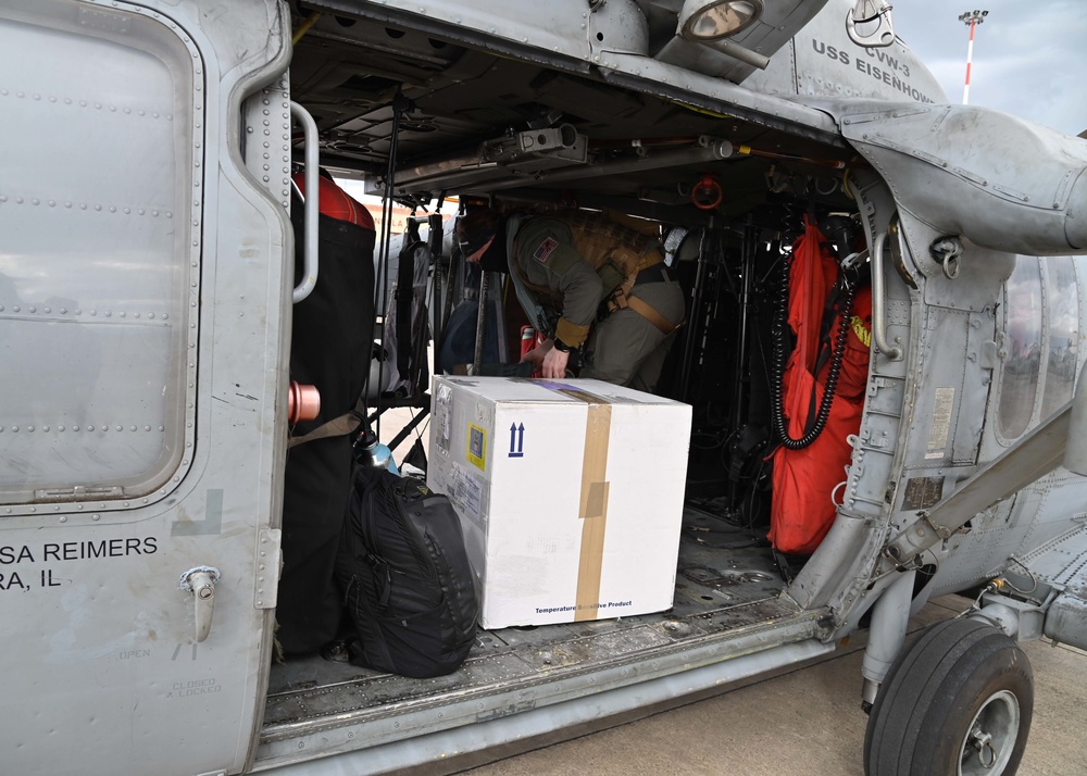 COVID-19 Vaccine transfer from NAS Sigonella to USS Eisenhower