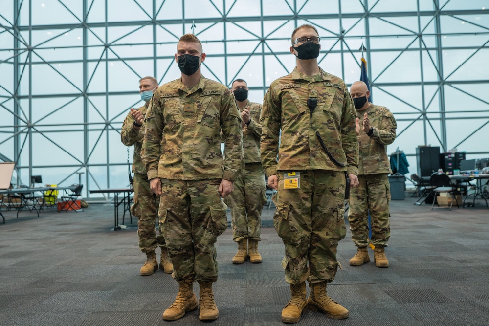 NY National Guard Soldiers promoted at Javits NY Vaccination Site (18 March 2021)