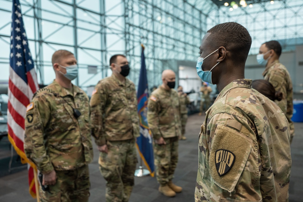 NY National Guard Soldiers promoted at Javits NY Vaccination Site (18 March 2021)