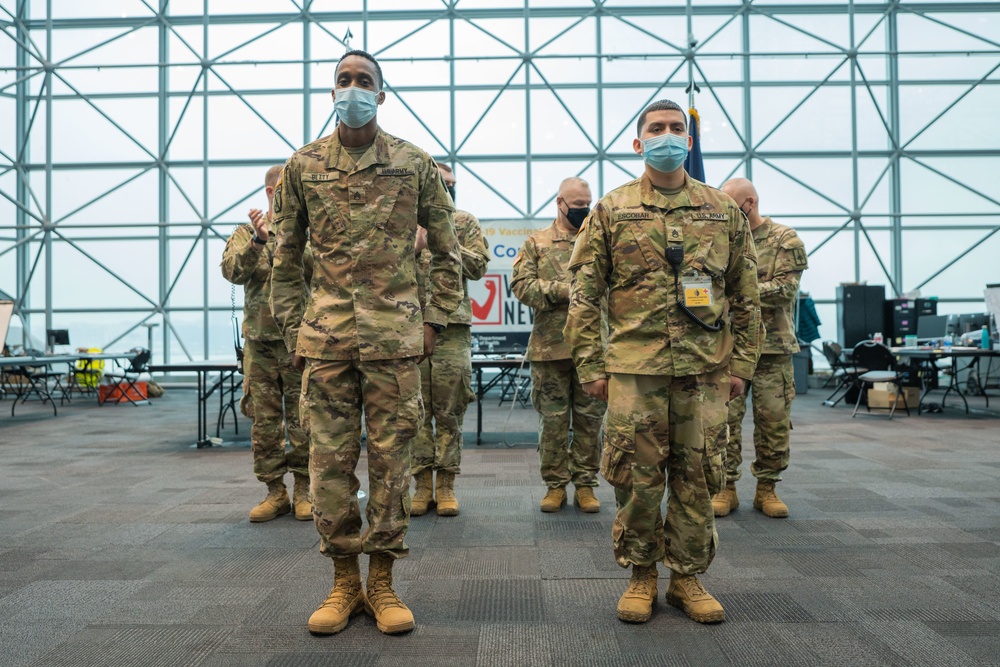 NY National Guard Soldiers promoted at Javits NY Vaccination Site (18 March 2021)