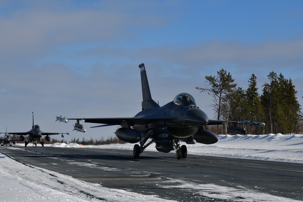 148th Fighter Wing F-16s arrive in Yellowknife, Canada for participation in Arctic Air Defense Exercise AMALGAM DART