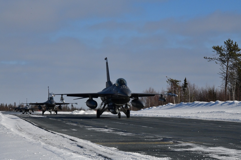 148th Fighter Wing F-16s arrive in Yellowknife, Canada for participation in Arctic Air Defense Exercise AMALGAM DART