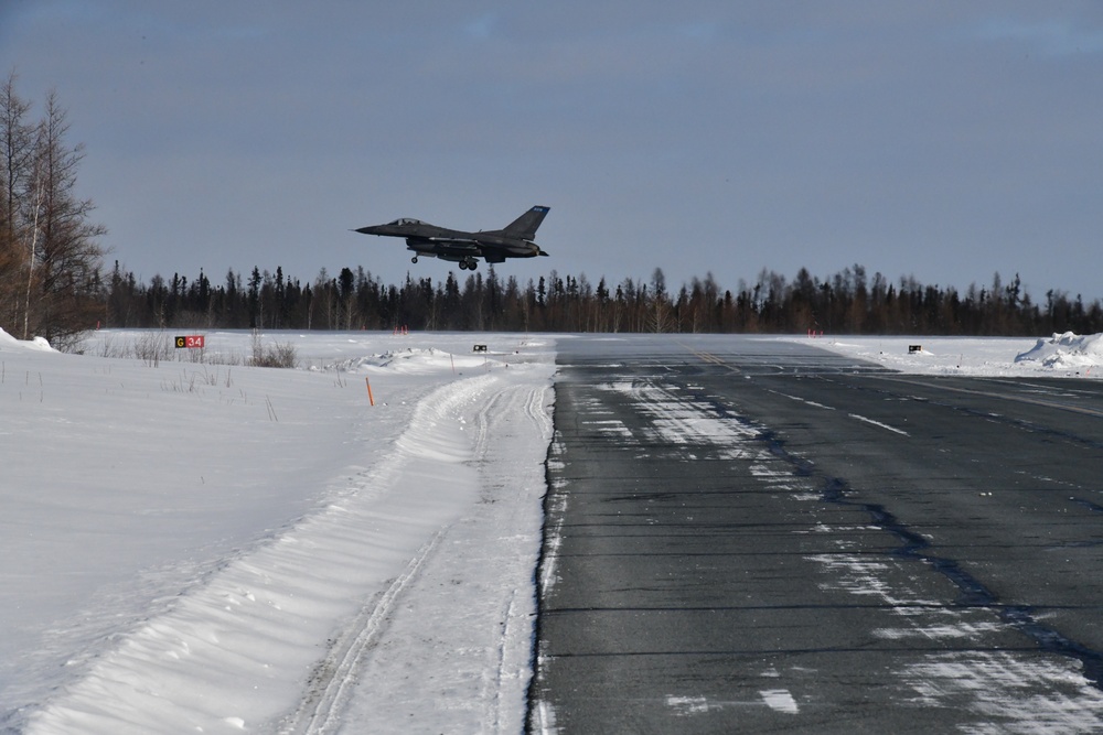 148th Fighter Wing F-16s arrive in Yellowknife, Canada for participation in Arctic Air Defense Exercise AMALGAM DART