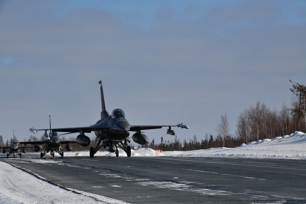 148th Fighter Wing F-16s arrive in Yellowknife, Canada for participation in Arctic Air Defense Exercise AMALGAM DART