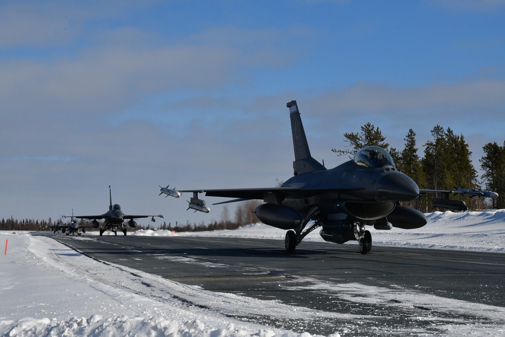 148th Fighter Wing F-16s arrive in Yellowknife, Canada for participation in Arctic Air Defense Exercise AMALGAM DART