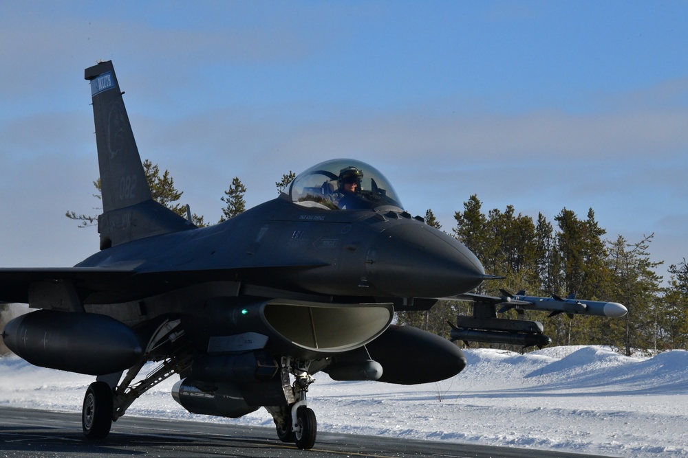 148th Fighter Wing F-16s arrive in Yellowknife, Canada for participation in Arctic Air Defense Exercise AMALGAM DART