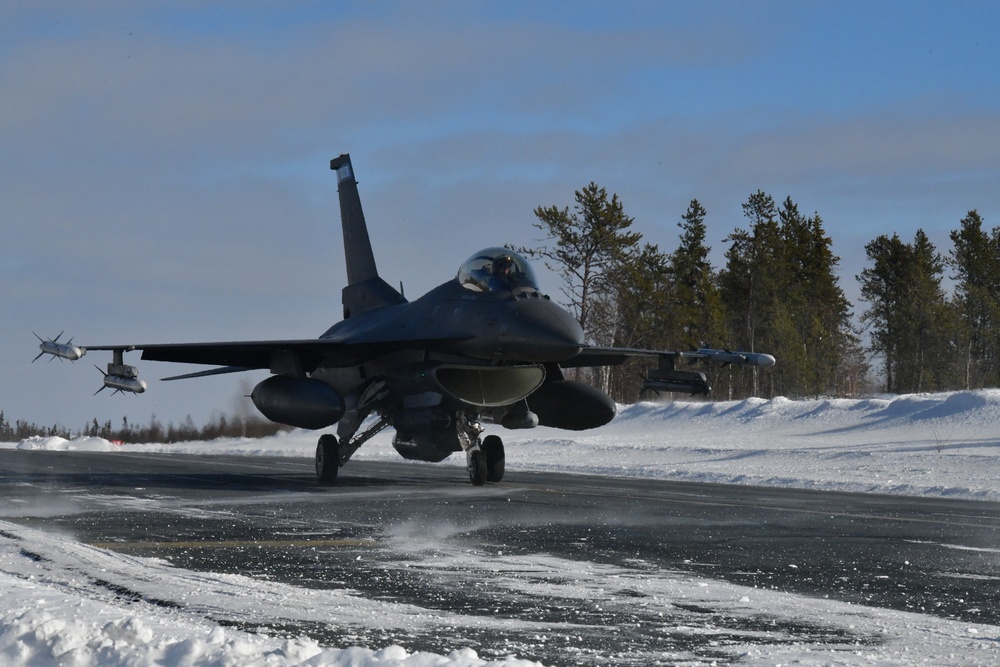 148th Fighter Wing  F-16s arrive in Yellowknife, Canada for participation in Arctic Air Defense Exercise AMALGAM DART