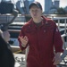 Damage Controlman 1st Class Julia Murray, assigned to USS Constitution, conducts a live tour about the Navy’s first enlisted female Loretta Walsh