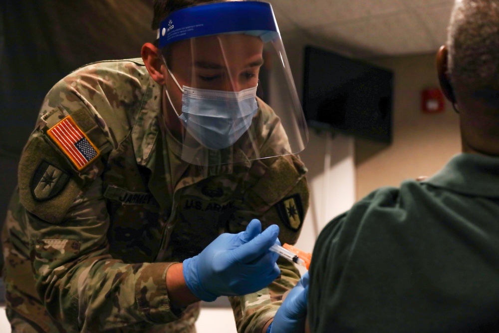 U.S. Army Soldiers and U.S. Navy Sailors aid FEMA in administering COVID-19 vaccine to Somerset community