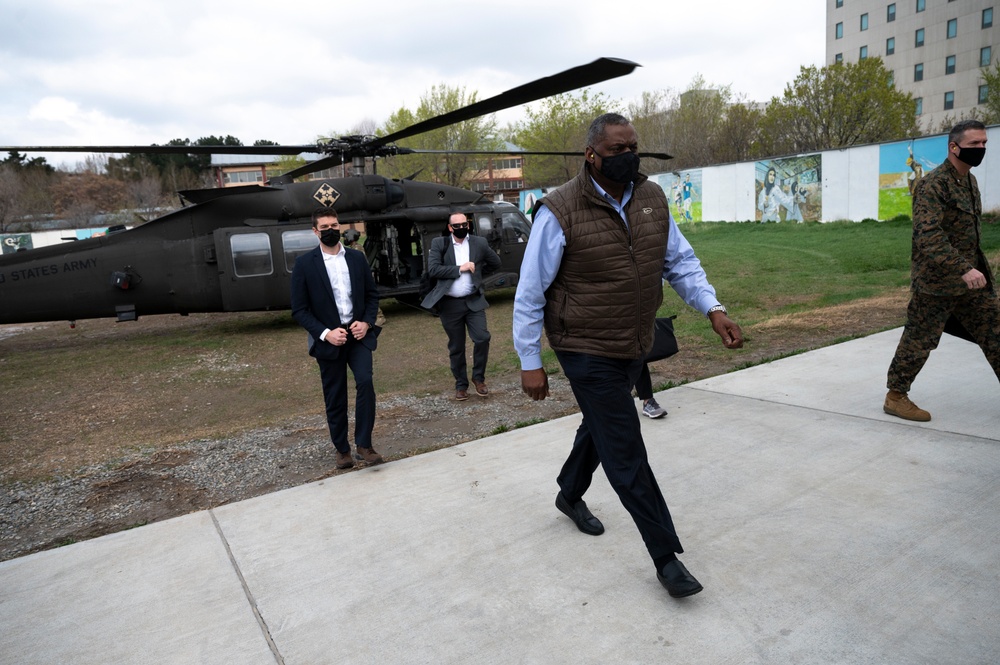 Secretary Austin Arrives at Resolute Support Headquarters