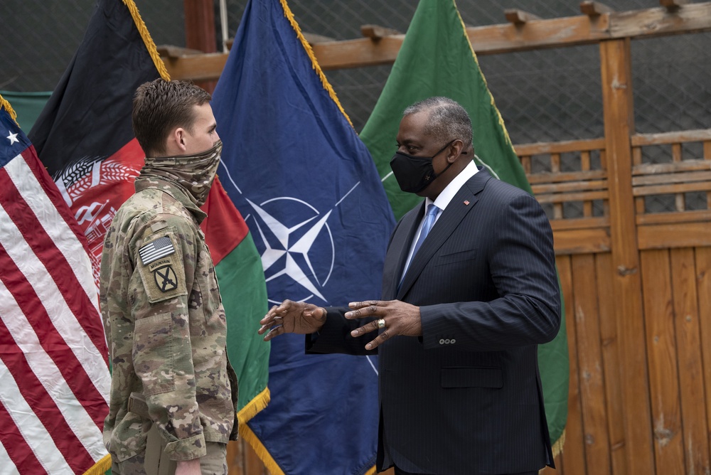 Secretary Austin Greets Troops in Afghanistan