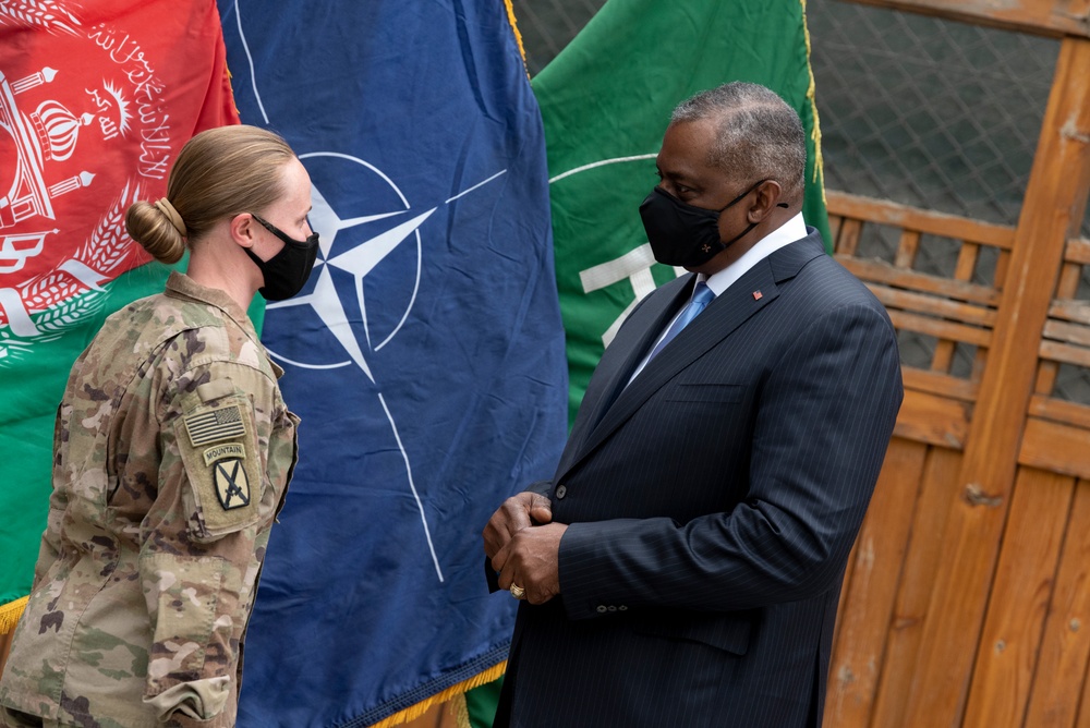 Secretary Austin Greets Troops in Afghanistan