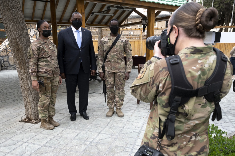 Secretary Austin Greets Troops in Afghanistan