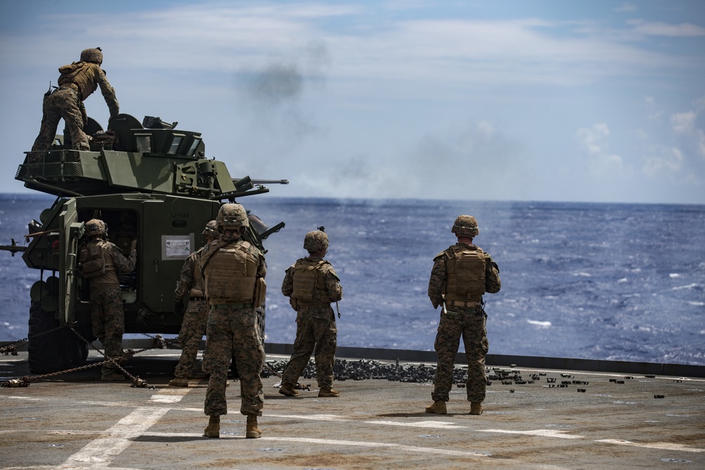 U.S. Marines Conduct LAV Live Fire Exercise At Sea