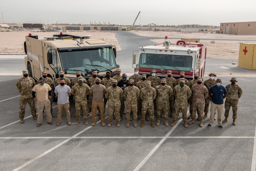 USAF firefighters train on new truck to be used throughout CENTCOM AOR