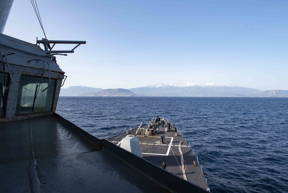 Mitscher Arrives in Souda Bay, Greece