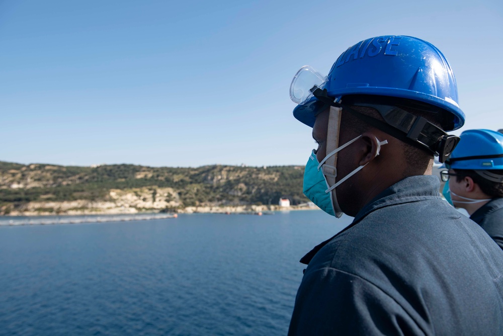 Mitscher Arrives in Souda Bay, Greece