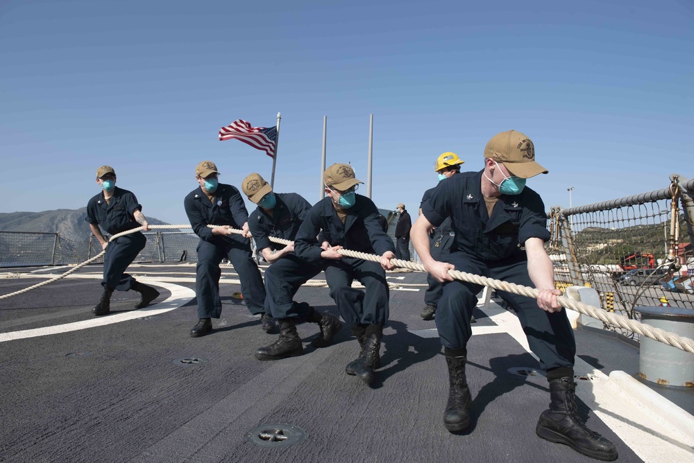 Mitscher Arrives in Souda Bay, Greece