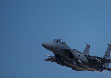 333rd Fighter Squadron F-15E Strike Eagle Aircrew members take off