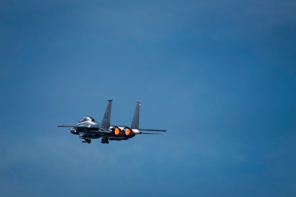 333rd Fighter Squadron F-15E Strike Eagle Aircrew members take off