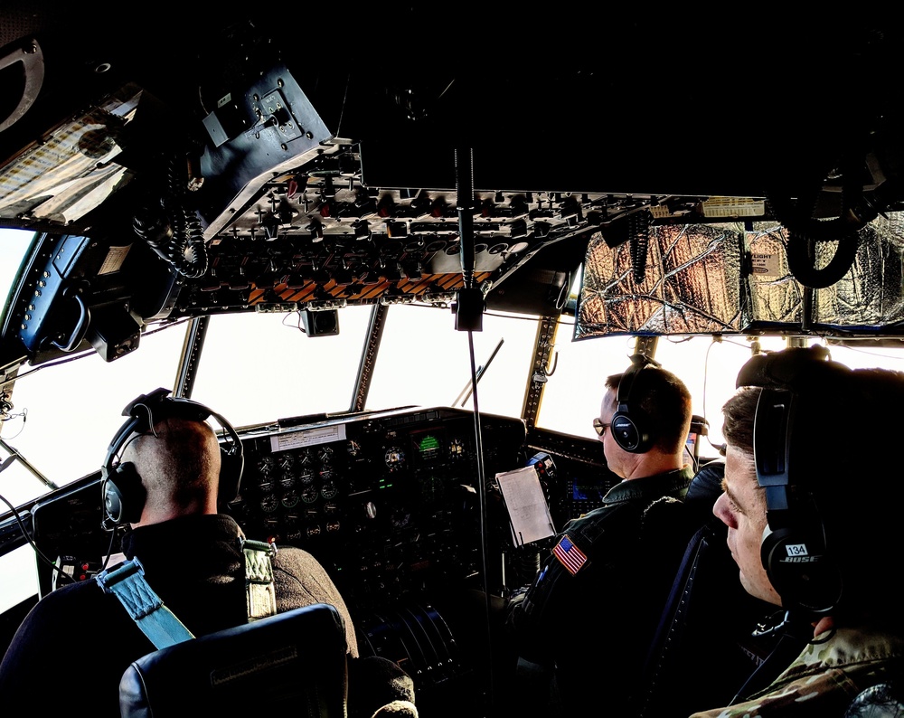 133rd Airlift Wing pilots fly a C-130 Hercules for participation in Arctic Air Defense Exercise AMALGAM DART