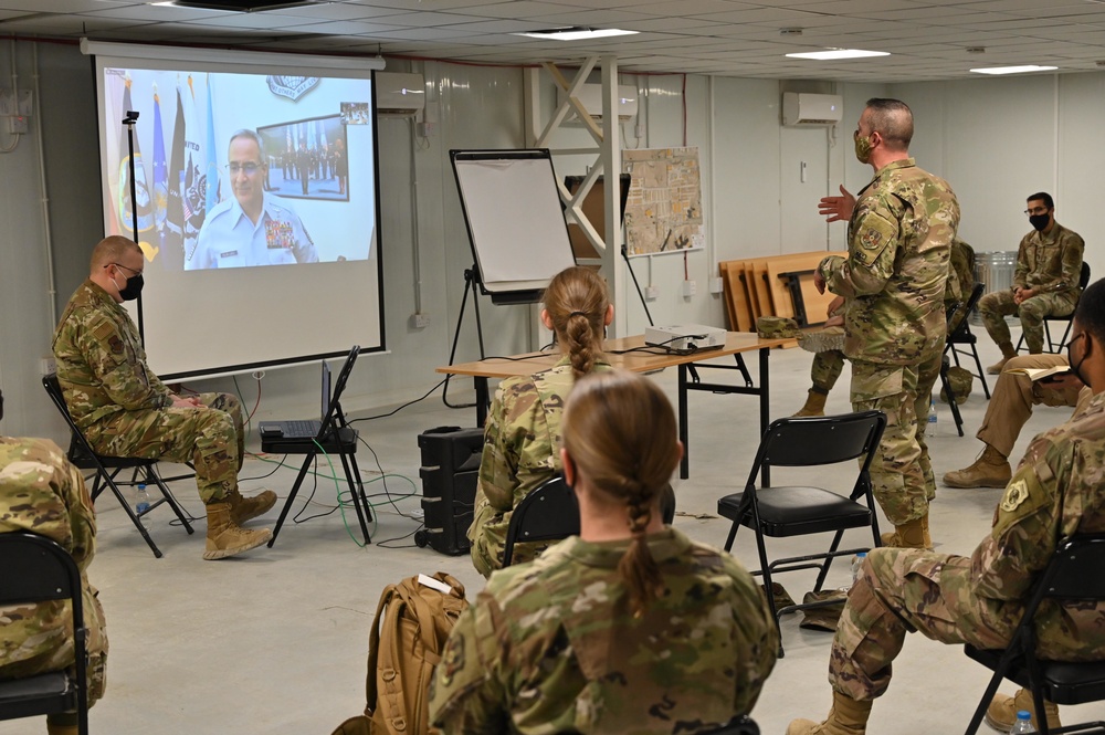 Highest DoD Enlisted member talks leadership with 332nd AEW Airmen