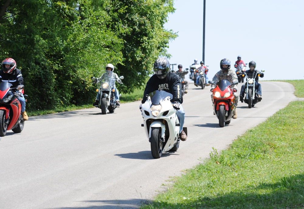 Motorcycle riders at Fort Knox