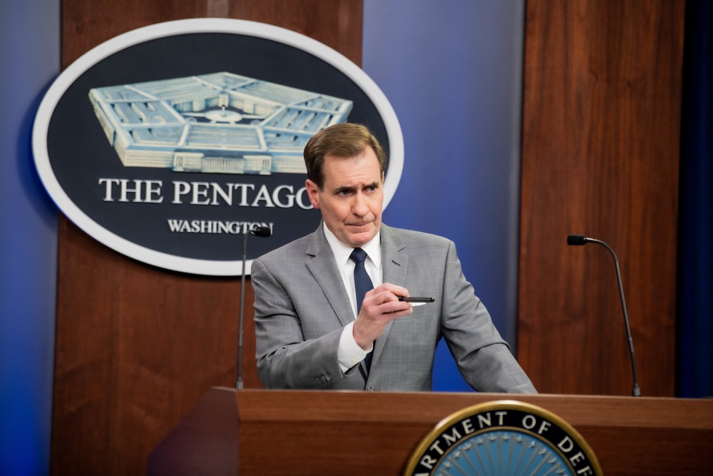 Pentagon Press Secretary John F. Kirby briefs the press