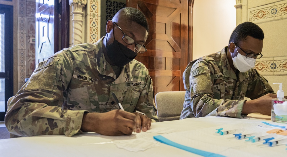 U.S. Army Soldiers assist FEMA on opening day of 2nd inoculations in Trenton, NJ