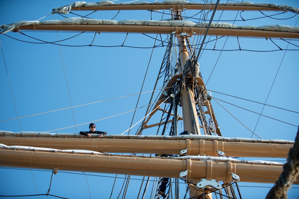 USS Constitution Sailors go underway with USCGS Eagle