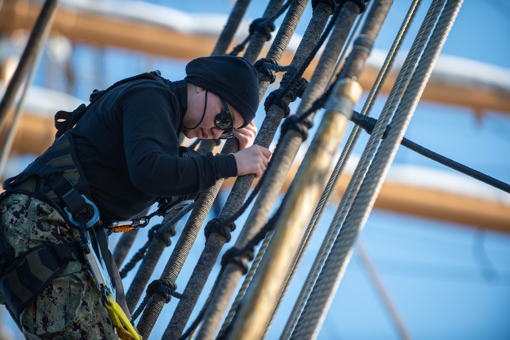 USS Constitution Sailors go underway with USCGS Eagle