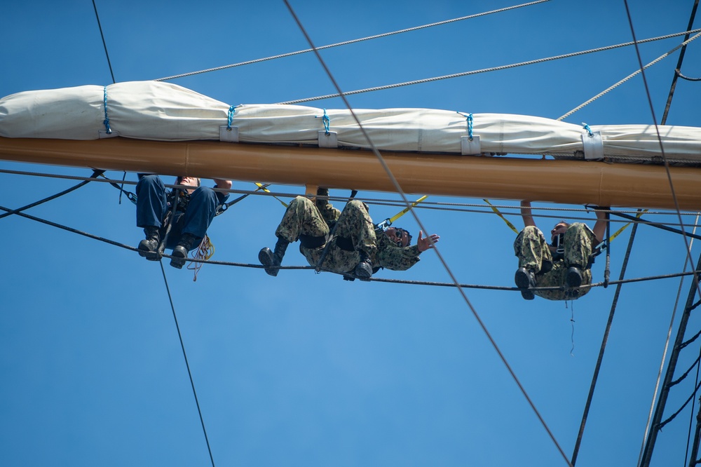 USS Constitution Sailors go underway with USCGS Eagle