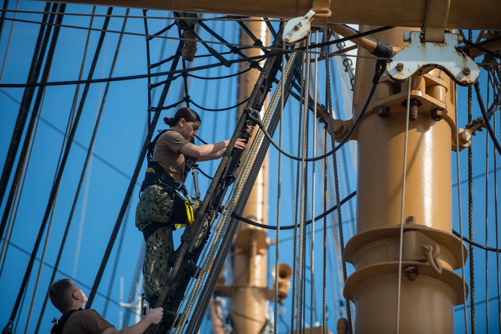 USS Constitution Sailors go underway with USCGS Eagle