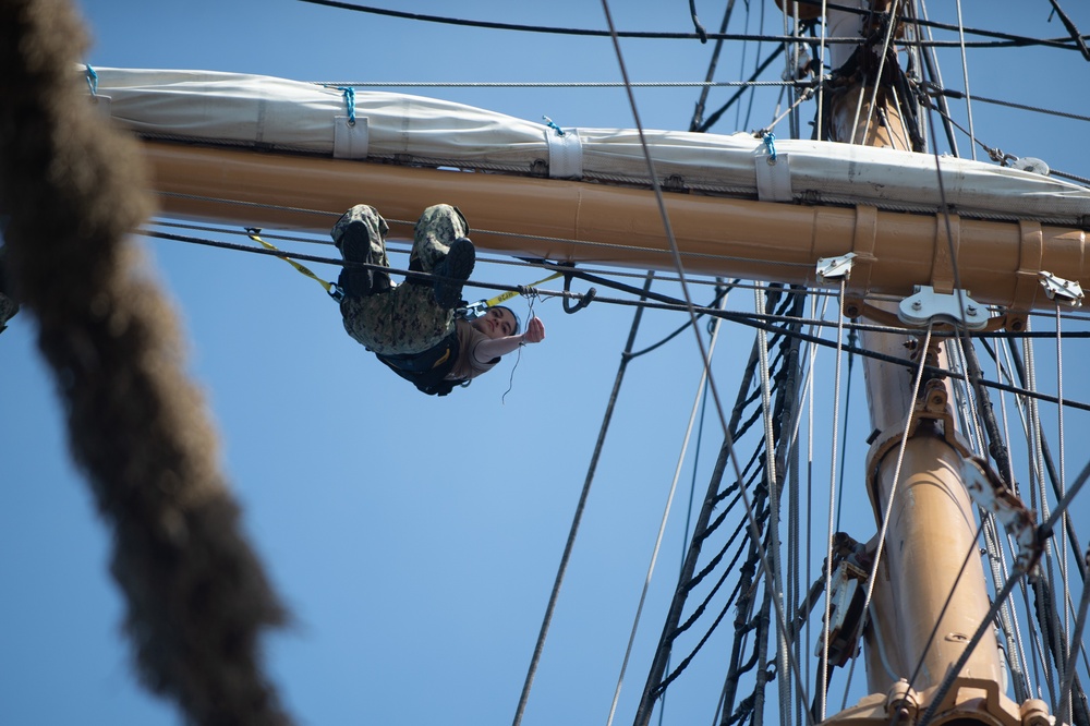 USS Constitution Sailors go underway with USCGS Eagle