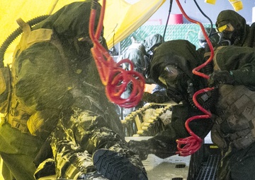 U.S. Marines and Sailors with Chemical Biological Incident Response Force (CBIRF) participate in the final training event during CBIRF Basic Operations Course (CBOC)