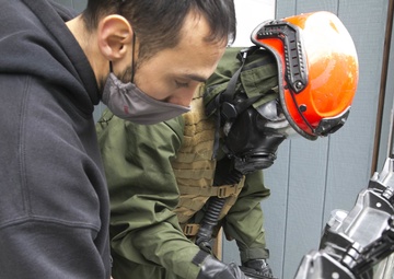 U.S. Marines and Sailors with Chemical Biological Incident Response Force (CBIRF) participate in the final training event during CBIRF Basic Operations Course (CBOC)