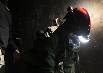 U.S. Marines and Sailors with Chemical Biological Incident Response Force (CBIRF) participate in the final training event during CBIRF Basic Operations Course (CBOC)